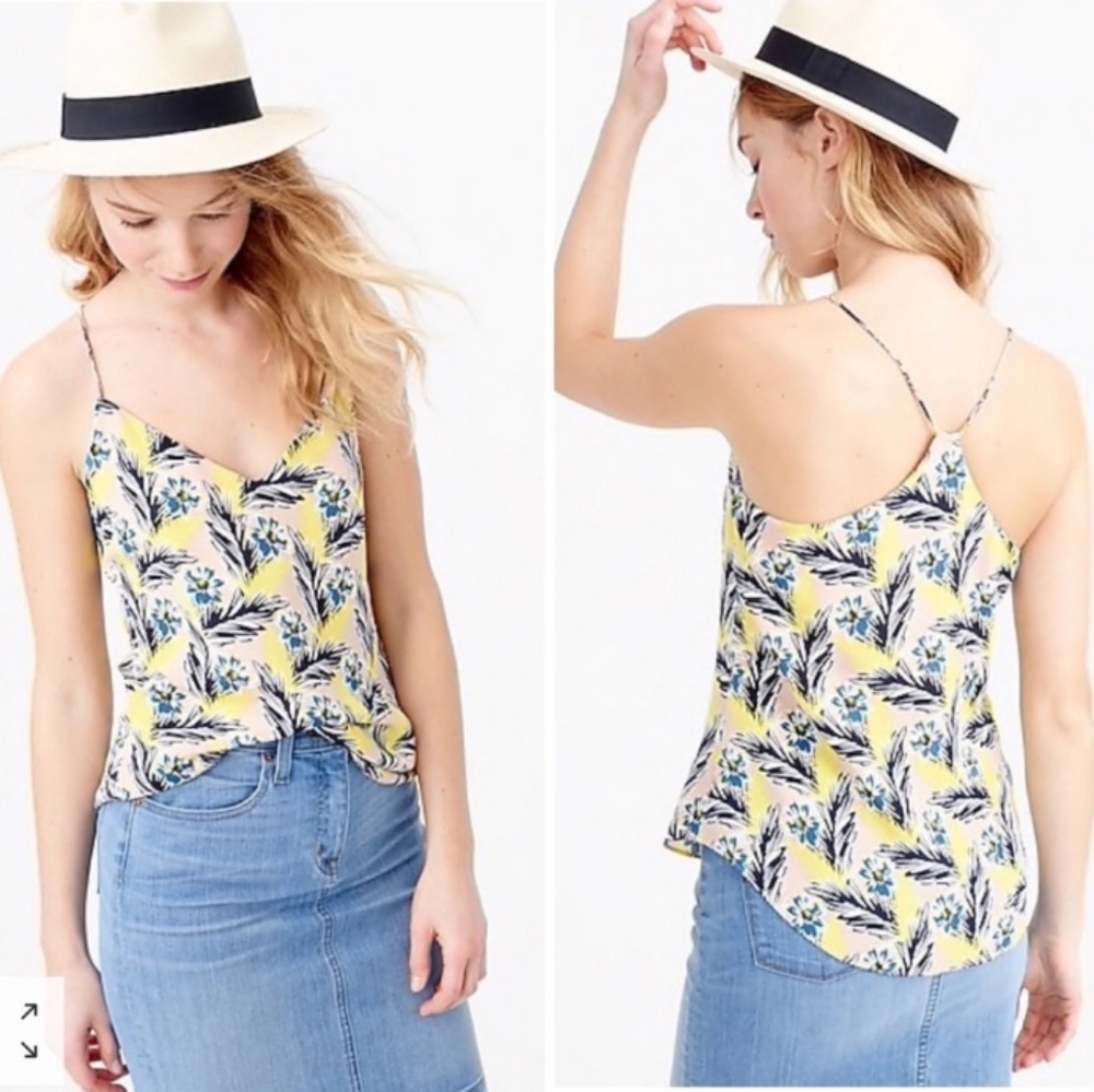 J. Crew Carrie Spring Meadow Silk Cami Tank Sz 0